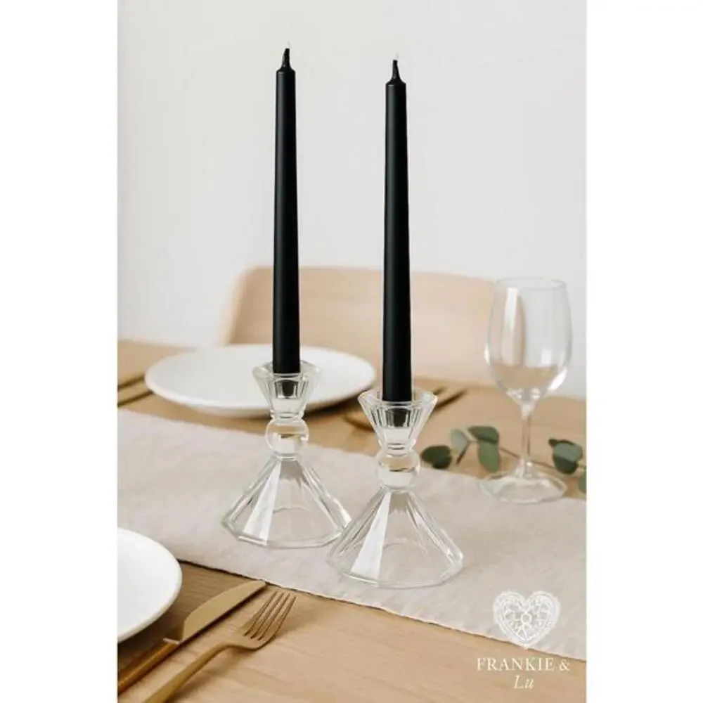 Vintage Faceted Glass Candlestick Holders Set of 2